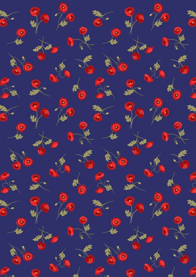 Lewis & Irene - Poppies A556.2 - Little poppies on blue