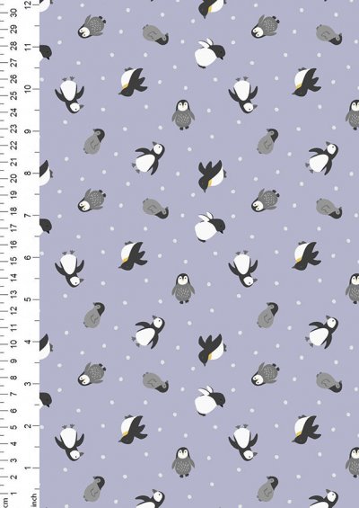 Lewis & Irene - Small Things Polar SM44.1 Penguins on iced lilac with pearl