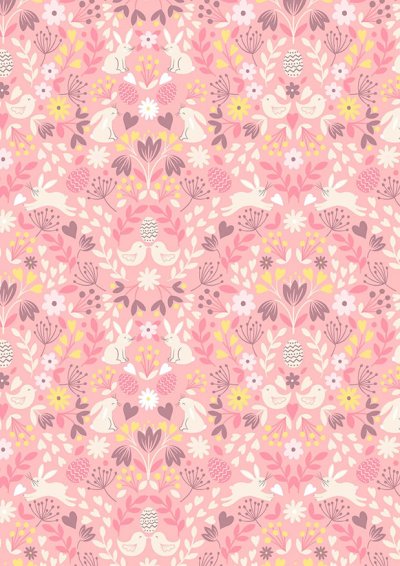 Lewis & Irene - Spring Treats A591.3 - Mirrored bunny & chicks on rose pink