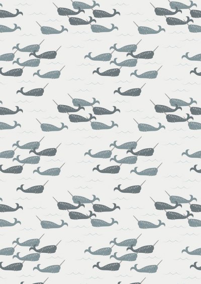 Lewis & Irene - Tales Of The Sea A137.1 Narwhals on white