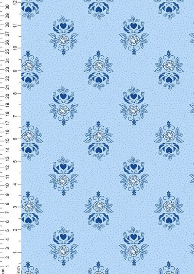 Lewis & Irene - Teatime A425.2 Little bird roses on china blue