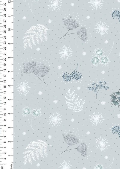 Lewis & Irene - The secret Winter Garden A659.1 Frosted garden on light grey with pearl elements