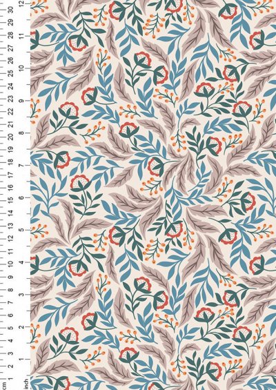 Lewis & Irene - Wintertide A585.1 - Arts & crafts floral with copper metallic on cream