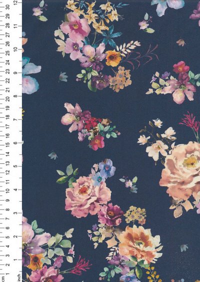 Lady McElroy Cotton Lawn - Midnight Bouquet Blue-755