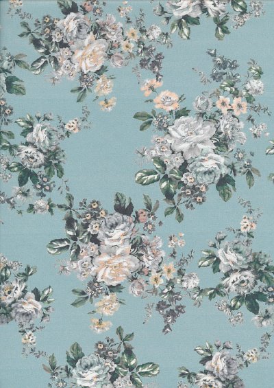 Lady McElroy Cotton Lawn - Camellia Ocean Turquoise-853