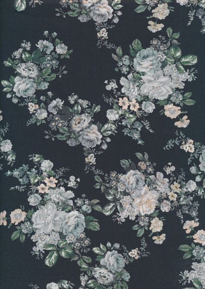 Lady McElroy Cotton Lawn - Moonlight Camellia Black-852