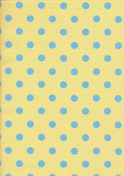 Linen Look Cotton - Medium Spot Blue on Yellow