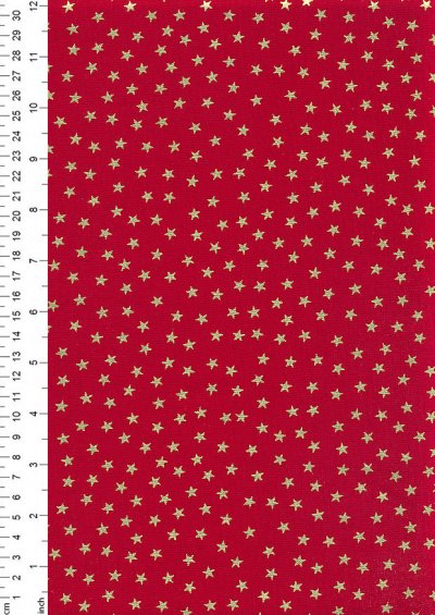 John Louden Christmas Metallic Print - Spaced Star Red/ Gold JLX0014RED