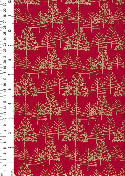 John Louden Christmas Metallic Print - Foil Tree Red/ Gold JLX0017RED
