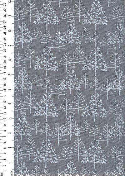 John Louden Christmas Metallic Print - Foil Tree Grey/ Silver JLX0017