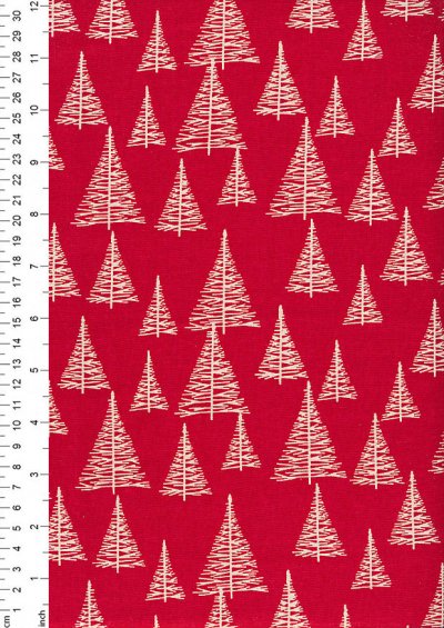 John Louden Scandi Christmas - Nordic Trees Red/Nat JLX0023RNAT