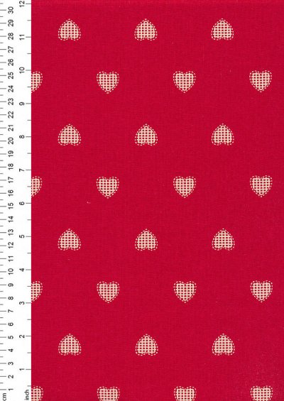 John Louden Scandi Christmas - Hand Stitched Heart Red/Nat JLX0021RNAT