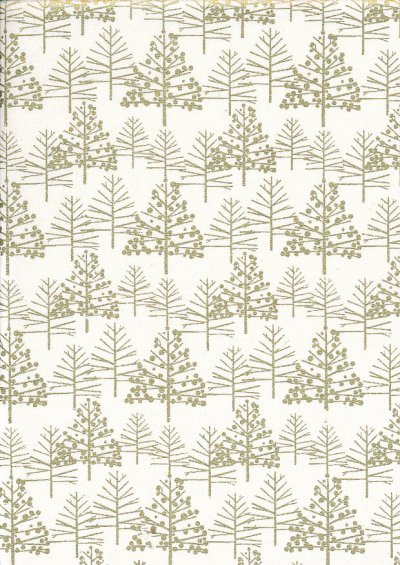 John Louden Christmas Metallic Print - Foil Tree Cream/ Gold JLX0017CRE