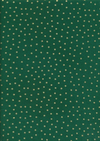 John Louden Christmas Metallic Print - Spaced Star Green/ Gold JLX0014GRE