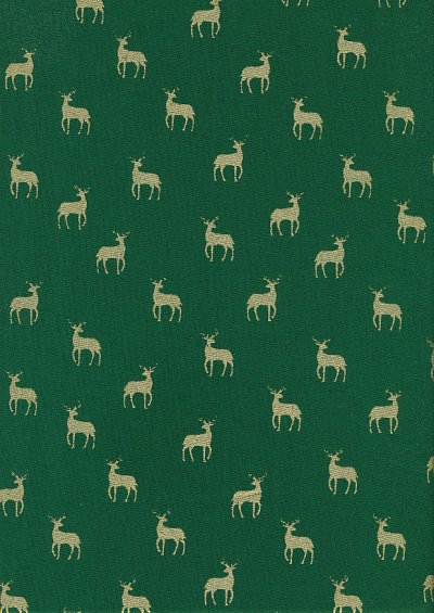 John Louden Christmas Metallic Print - New Reindeer Green/ Gold JLX009GRE