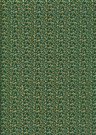 John Louden Christmas Metallic Print - New Scroll Green/ Gold JLX001GRE