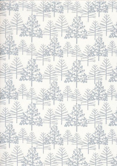 John Louden Christmas Metallic Print - Foil Tree White/ Silver JLX0017