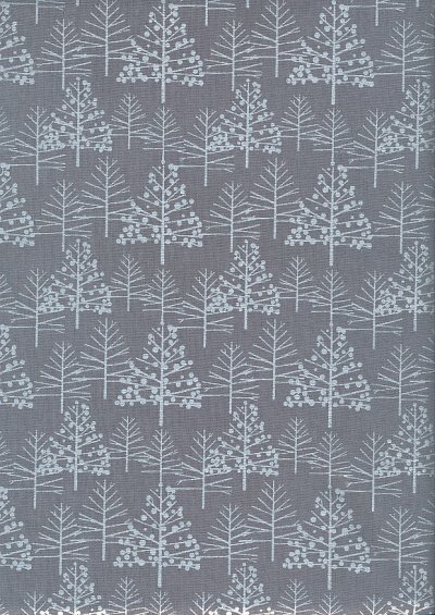 John Louden Christmas Metallic Print - Foil Tree Grey/ Silver JLX0017