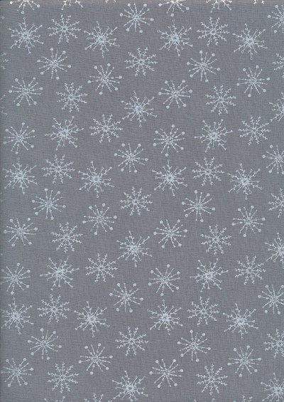 John Louden Christmas Metallic Print - Snow Flake Grey/ Silver JLX0012