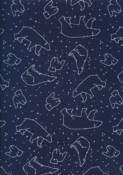 John Louden Christmas Metallic Print - Polar Constellation Navy JLX004