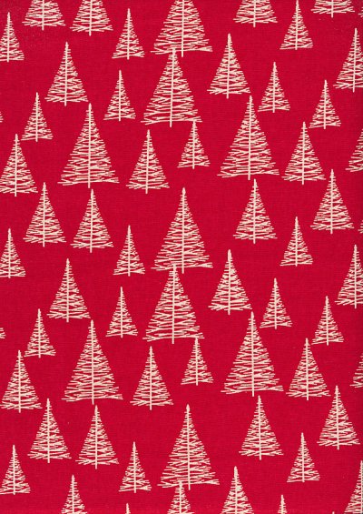 John Louden Scandi Christmas - Nordic Trees Red/Nat JLX0023RNAT