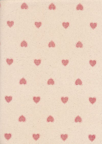 John Louden Scandi Christmas - Hand Stitched Heart Nat/Red JLX0021NRED