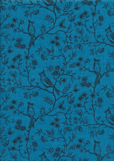 Makower Botanica - 1865/B Birds on Vine Pearl Blue