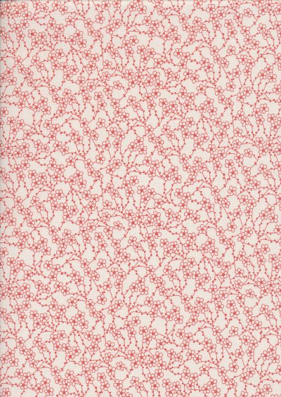 Makower Japanese Garden - 1861/P4 Blossom Red on White
