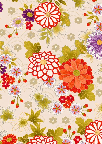 Makower - Kimono 2042/Q Chrysanthemum