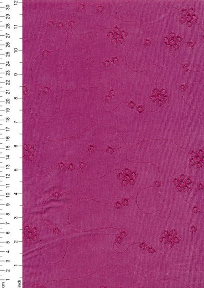 Embroidered Cotton Needlecord - Pink