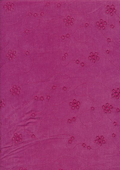 Embroidered Cotton Needlecord - Pink