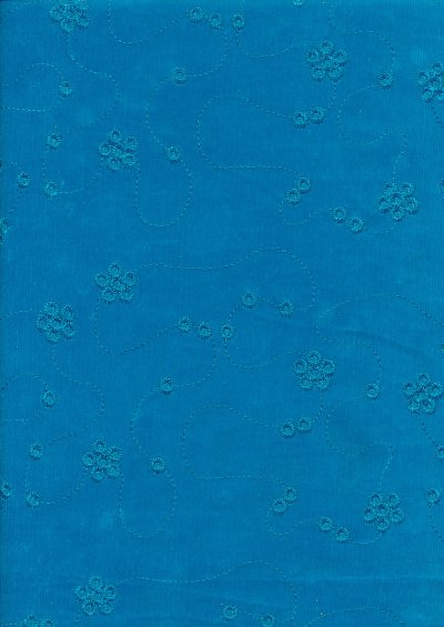 Embroidered Cotton Needlecord - Turquoise