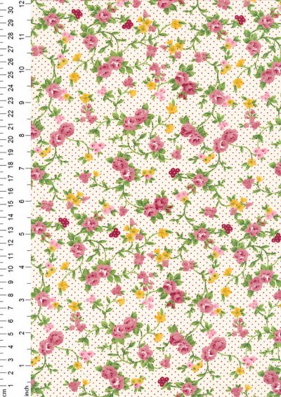 Fabric Freedom - Roses On White FFQS028-1