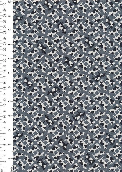 Sevenberry Novelty Fabric - Black & White Cows On Grey