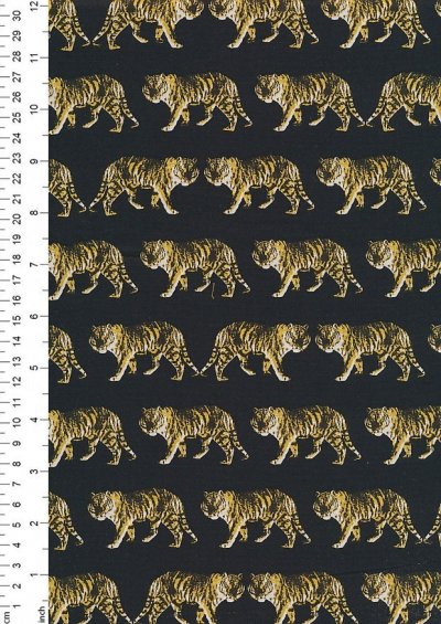 Sevenberry Novelty Fabric - Prowling Tigers On Black
