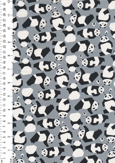 Sevenberry Novelty Fabric - Panda Bears On Grey