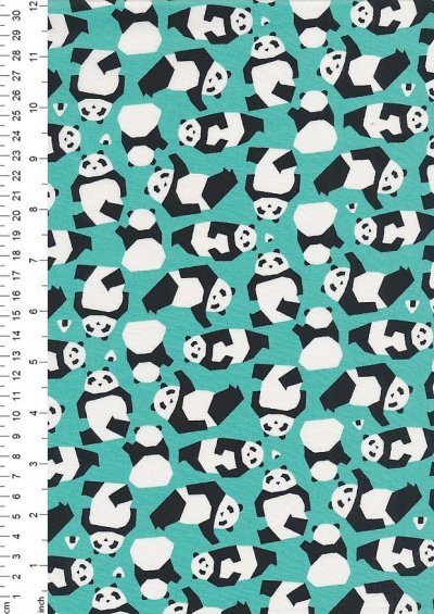 Sevenberry Novelty Fabric - Panda Bears On Mint