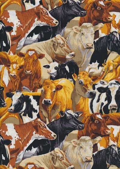 Novelty Fabric - Tight Packed Herd Of Cows