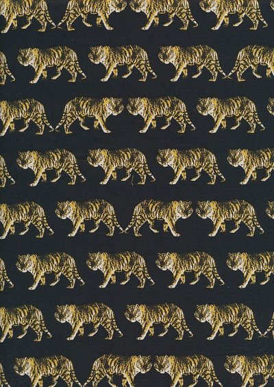 Sevenberry Novelty Fabric - Prowling Tigers On Black