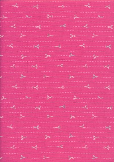 Sevenberry Novelty Fabric - Scissors Cutting On Pink