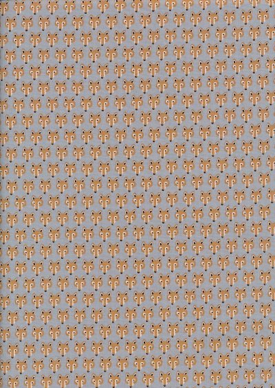 Sevenberry Novelty Fabric - Foxes Heads On Blue