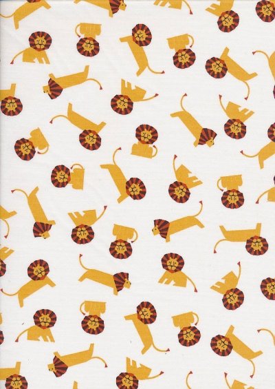 Sevenberry Novelty Fabric - Kids Lions On White