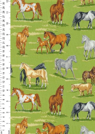 Novelty Fabric - Horses In A Field