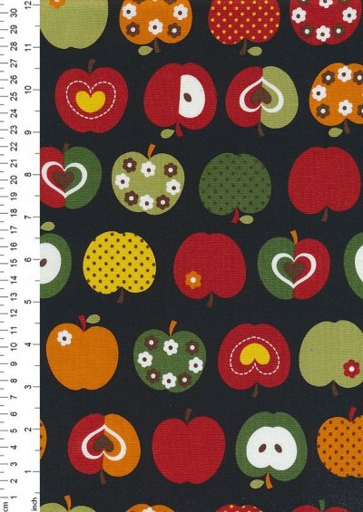 Novelty Fabric - Apples On Black