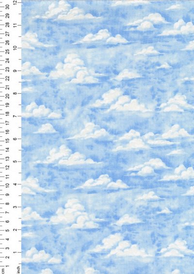 Novelty Fabric - Fluffy Clouds In Blue Sky