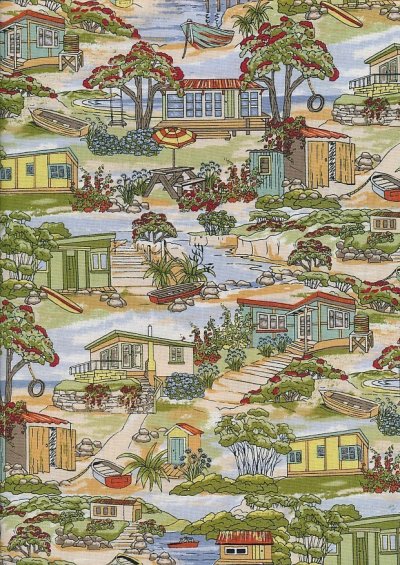 Novelty Fabric - Holiday Homes By The Sea
