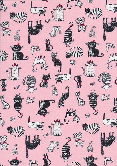 Rose & Hubble - Quality Cotton Print CP-0859 Pink Cats