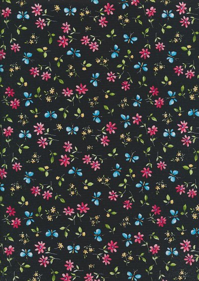 Rose & Hubble - Quality Cotton Print CP-0869 Black Butterfly