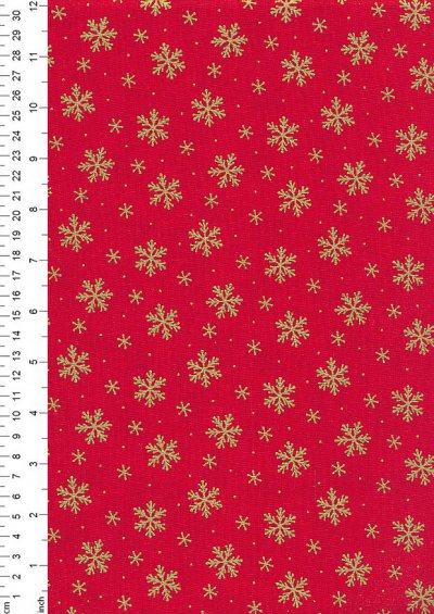 Craft Cotton Co - Christmas Basic Metallics Snowflakes Red/Gold 2627-01