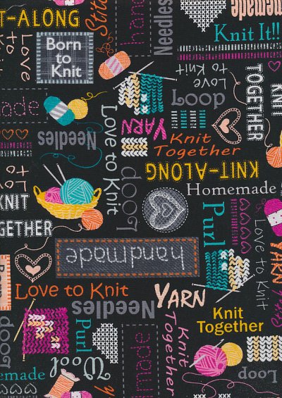 Kanvas Studio - Knit Together Words to Knit by 7874-12 Black